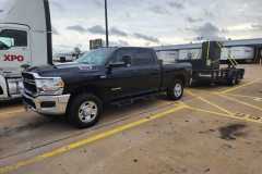 Here are photos of us picking up a new Hamilton bank safe from a dock and then transporting it to a bank where we delivered and installed it in Dallas, TX