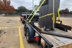 Here are photos of us picking up a new Hamilton bank safe from a dock and then transporting it to a bank where we delivered and installed it in Dallas, TX