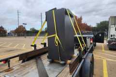 Here are photos of us picking up a new Hamilton bank safe from a dock and then transporting it to a bank where we delivered and installed it in Dallas, TX