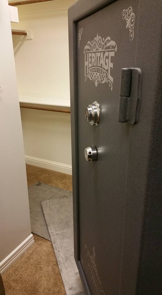 Moving a Heritage gun safe from a home in Grand Prairie, TX into a home in Colleyville, TX, and placing it inside of a closet.