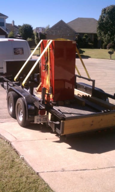 a fort knox gun safe strapped on our safe moving trailer 2