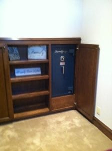 A new Amsec safe we placed inside a custom cabinet in a home in Fort Worth