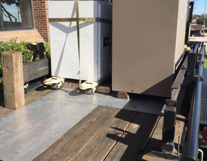 Hamilton and Diebold bank safes loaded on the trailer