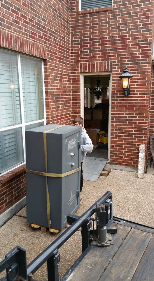 Moving a Heritage gun safe from a home in Grand Prairie, TX into a home in Colleyville, TX, and placing it inside of a closet.