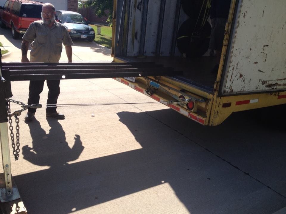Moving a Gun Safe off a Tractor Trailer in Dallas, TX