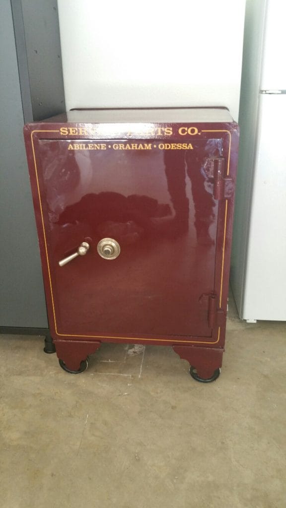 This is a beautifully restored antique fire safe that we moved into a home in Weatherford, TX