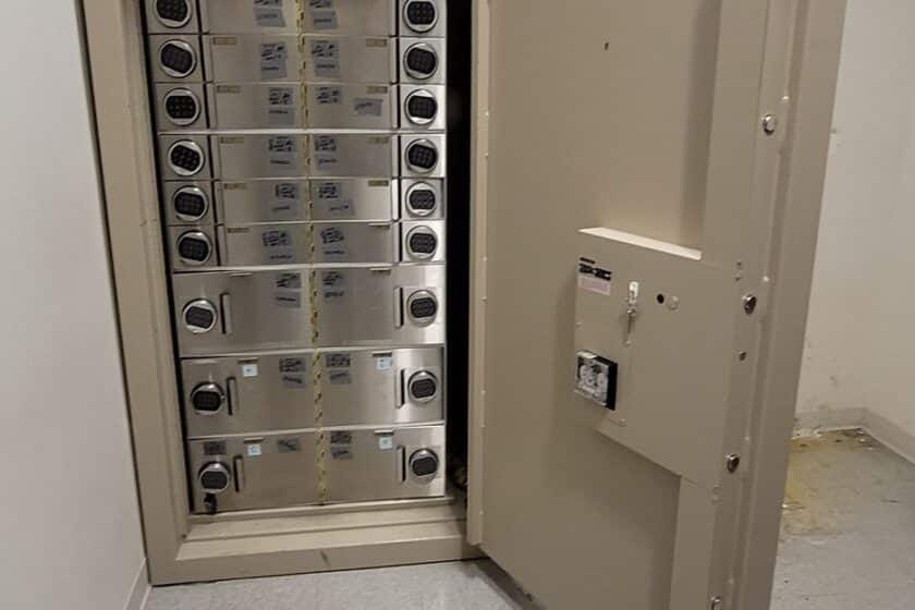 Here is a large and extremely heavy high security bank vault that we moved out of a bank that closed in Tarrant County